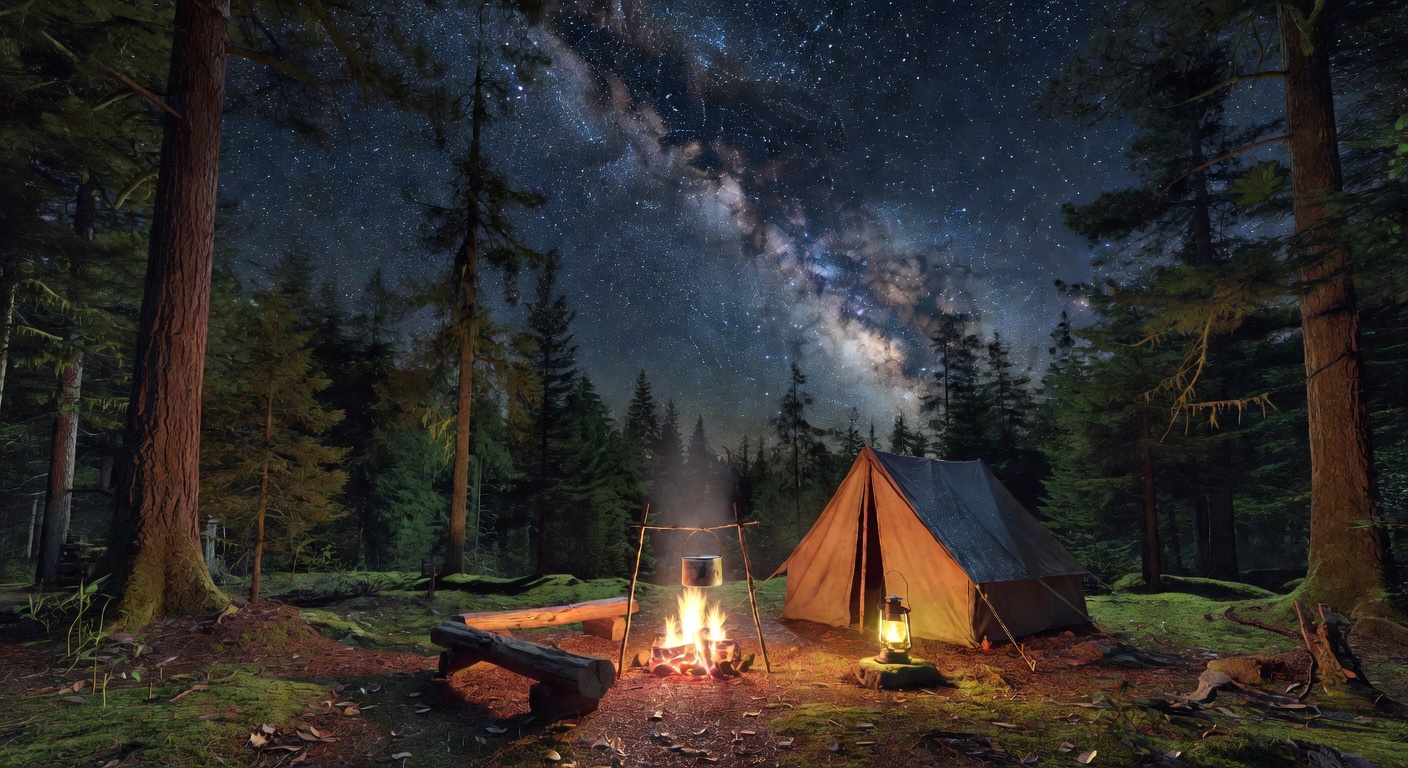 Camping under stars