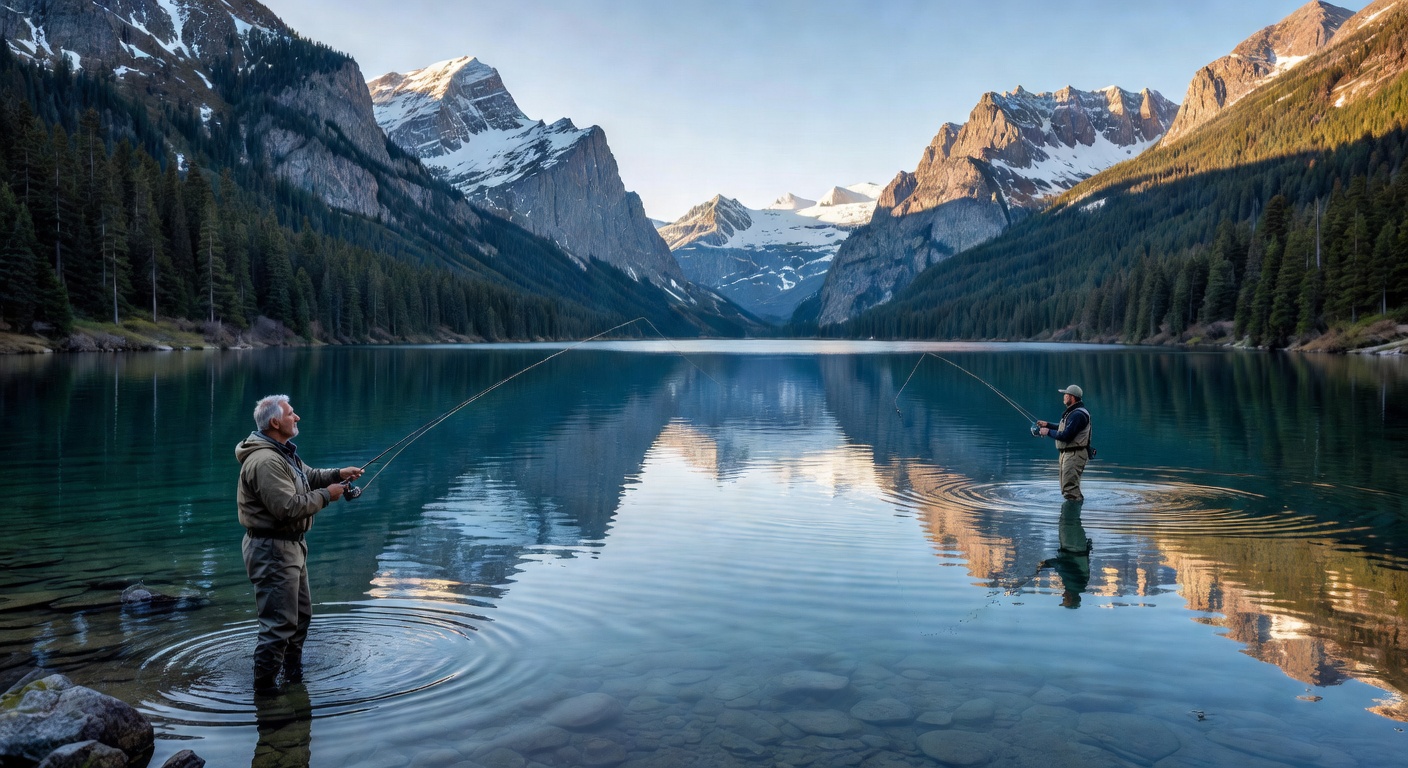 Alpine lake fishing