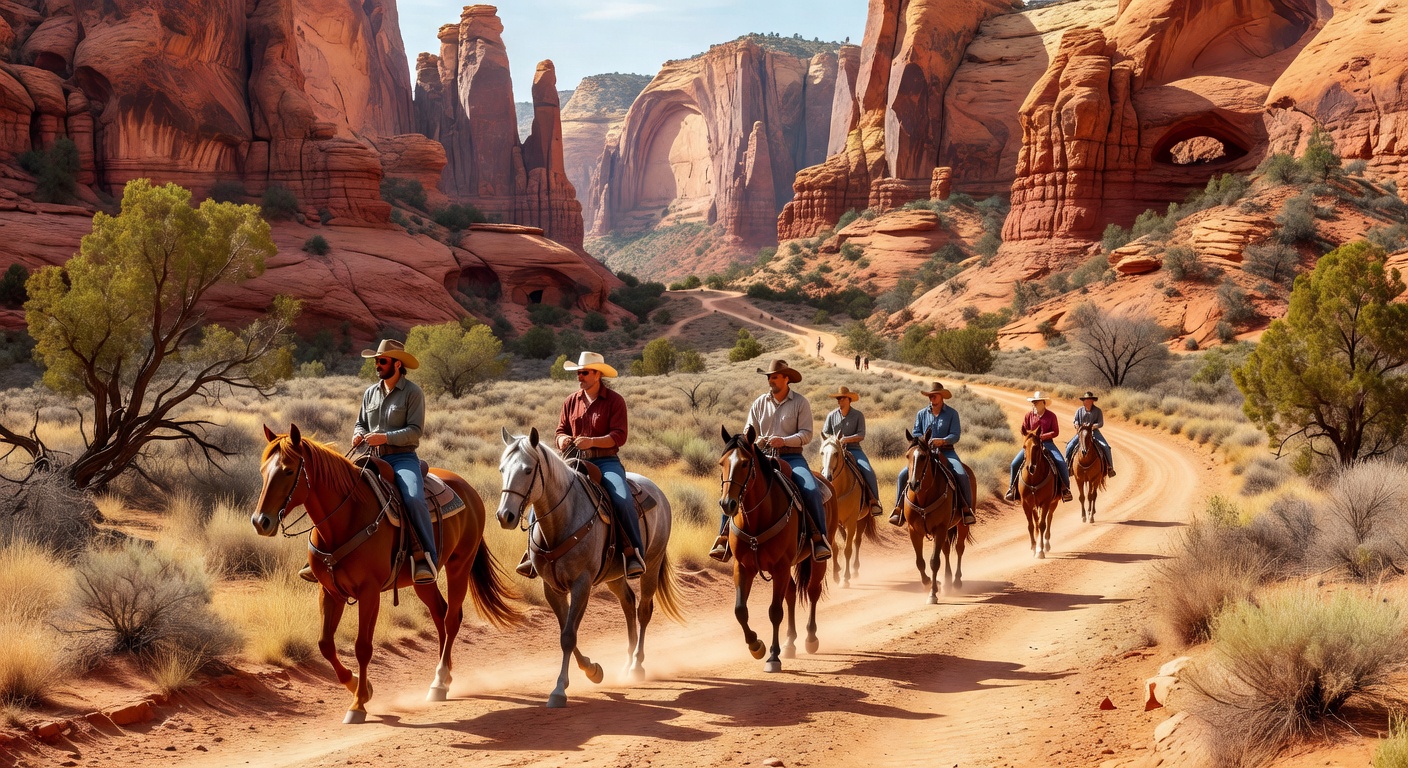 Horseback riding in canyon