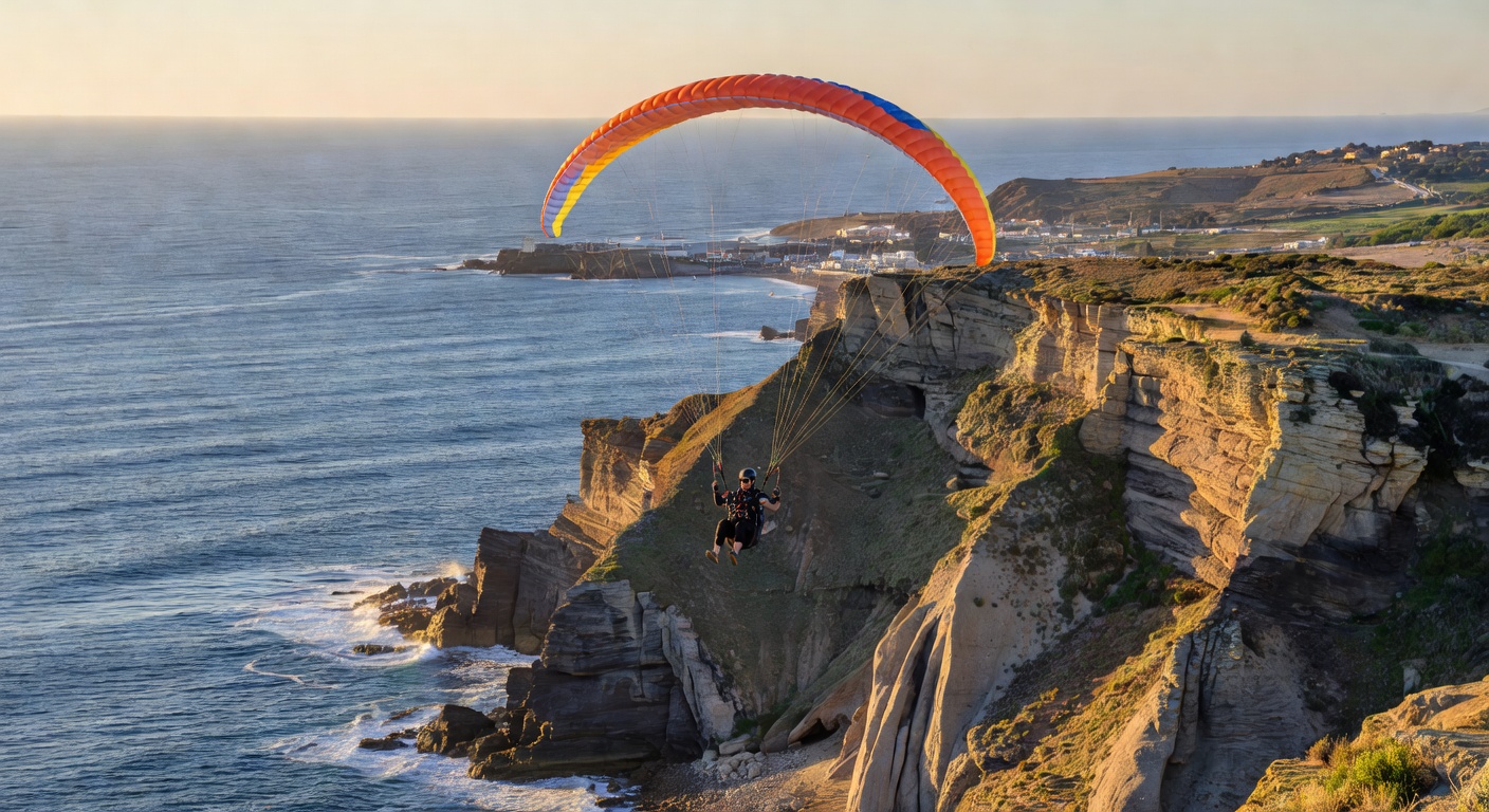 Paragliding over coastal cliffs